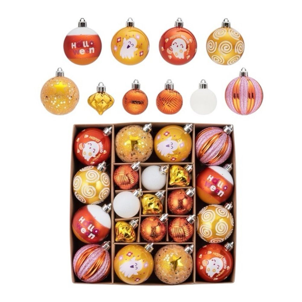 Halloween Ornaments Gold Orange Christmas Tree Ghost Pumpkin Spooky Decor A5